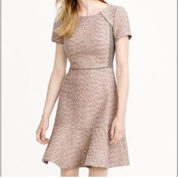J. Crew Mixed Metallic Tweed Fit & Flare Mini Dress Pink/Gray Women's Size 0 - Picture 2 of 9